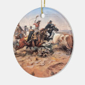 Cowboys roping a steer, 1897 (olie op doek) keramisch ornament (Links)