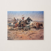 Cowboys roping a steer, 1897 (olie op doek) legpuzzel (Horizontaal)