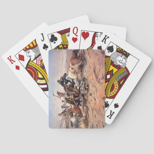 Cowboys roping a steer, 1897 (olie op doek) pokerkaarten (Achterkant)