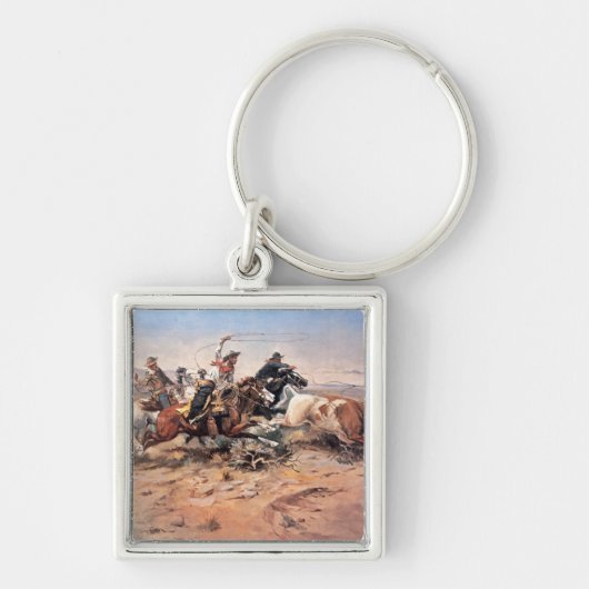 Cowboys roping a steer, 1897 (olie op doek) sleutelhanger (Voorkant)