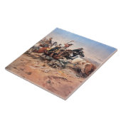 Cowboys roping a steer, 1897 (olie op doek) tegeltje (Zijkant)