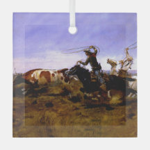 “Cowboys Roping a Steer” door Charles M Russell