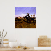 “Cowboys Roping a Steer” door Charles M Russell Poster (Keuken)