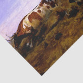 “Cowboys Roping a Steer” door Charles M Russell Tissuepapier (Detail)