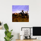 "Cowboys Roping a Steer" van Charles M Russell Poster (Thuiskantoor)
