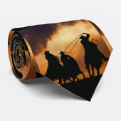 Cowboys Roping and Horses with Cool Sky Stropdas (Opgerold)