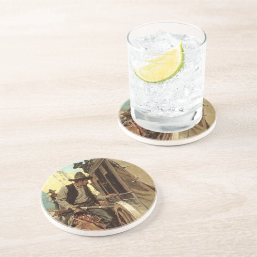  cowboys The Admirable Outlaw by NC Wyeth Zandsteen Onderzetter (Zijkant)