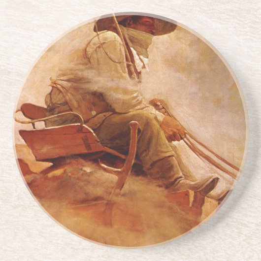  cowboys The Ore Wagon by NC Wyeth Zandsteen Onderzetter (Voorkant)