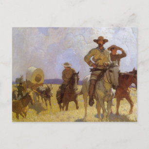  cowboys, The Parkman Outfit by NC Wyeth Briefkaart