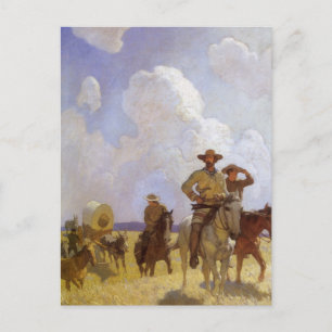  cowboys, The Parkman Outfit by NC Wyeth Briefkaart