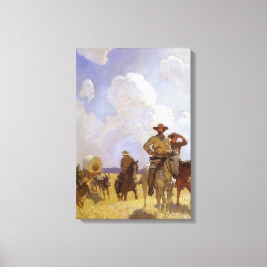  cowboys, The Parkman Outfit by NC Wyeth Canvas Afdruk (Voorkant)