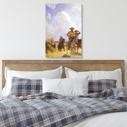 cowboys, The Parkman Outfit by NC Wyeth Canvas Afdruk (Insitu (Slaapkamer))