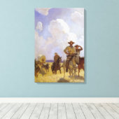  cowboys, The Parkman Outfit by NC Wyeth Canvas Afdruk (Insitu (Houten vloer))