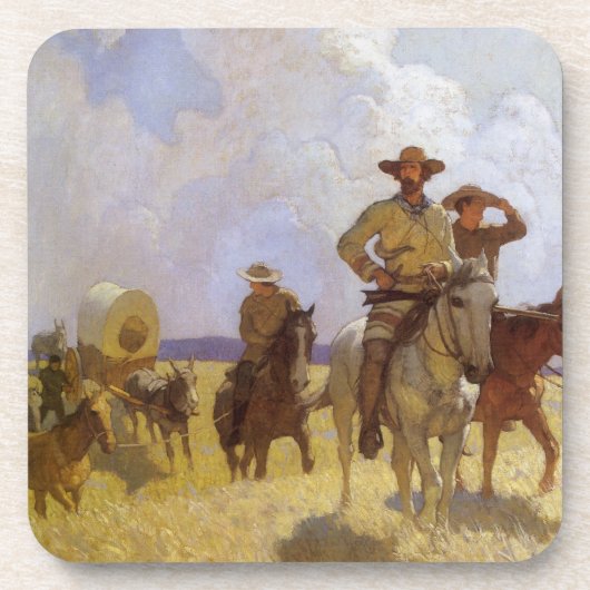  cowboys, The Parkman Outfit by NC Wyeth Onderzetter (Voorkant)