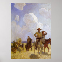  cowboys, The Parkman Outfit by NC Wyeth Poster