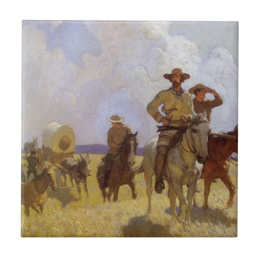  cowboys, The Parkman Outfit by NC Wyeth Tegeltje (Voorkant)