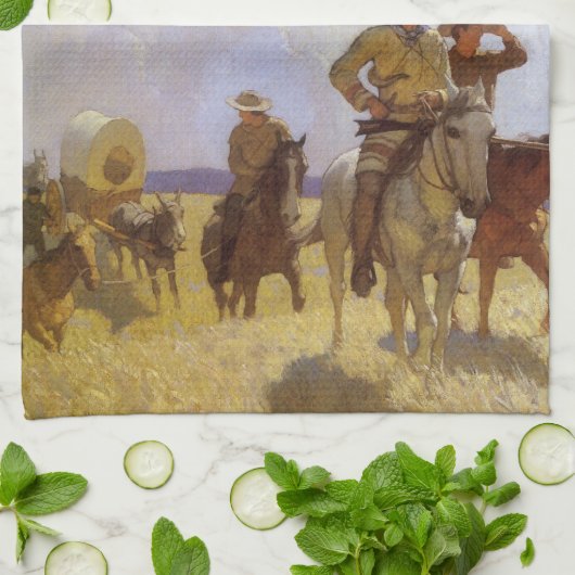  cowboys, The Parkman Outfit by NC Wyeth Theedoek (Gevouwen)