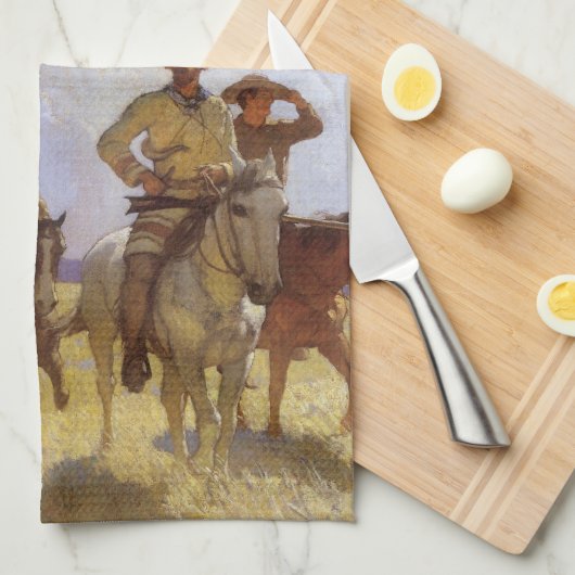  cowboys, The Parkman Outfit by NC Wyeth Theedoek (Quarter Fold)