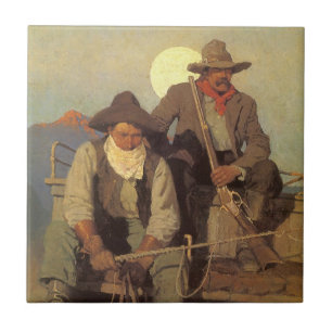 cowboys The Pay Stage by NC Wyeth Tegeltje