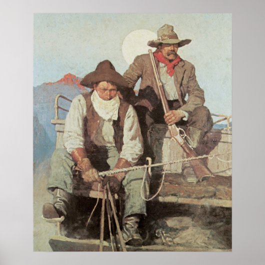 Cowboys the Stagecoach Art Print Poster (Voorkant)