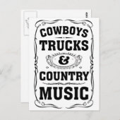 Cowboys Trucks and Country Music Briefkaart (Voorkant / Achterkant)