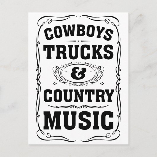Cowboys Trucks and Country Music Briefkaart (Voorkant)