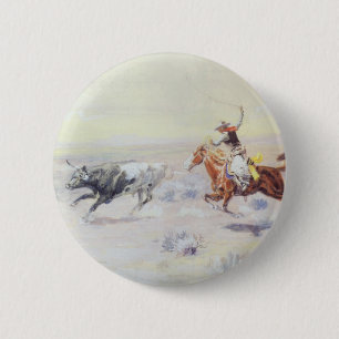 Cowboys uit de Bar Triangle door CM Russell Ronde Button 5,7 Cm