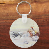 Cowboys van CM Russell uit de Bar-driehoek Sleutelhanger (Voorkant)