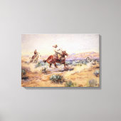Cowboys Vangen een Wolf met een touw Lasso Canvas Afdruk (Voorkant)
