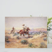 Cowboys Vangen een Wolf met een touw Lasso Kaart (Staand voorkant)