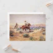 Cowboys Vangen een Wolf met een touw Lasso Kaart (Voorkant / Achterkant in situ)