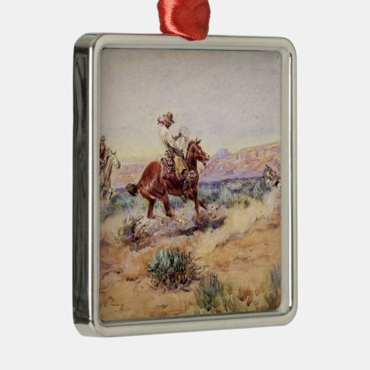 Cowboys Vangen een Wolf met een touw Lasso Metalen Ornament (Rechts)