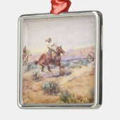 Cowboys Vangen een Wolf met een touw Lasso Metalen Ornament (Links)