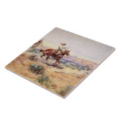 Cowboys Vangen een Wolf met een touw Lasso Tegeltje (Zijkant)