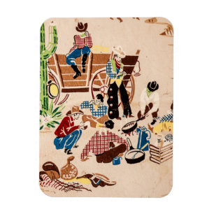 Cowboys - Vintage Wallpaper - Wilde West Magneet