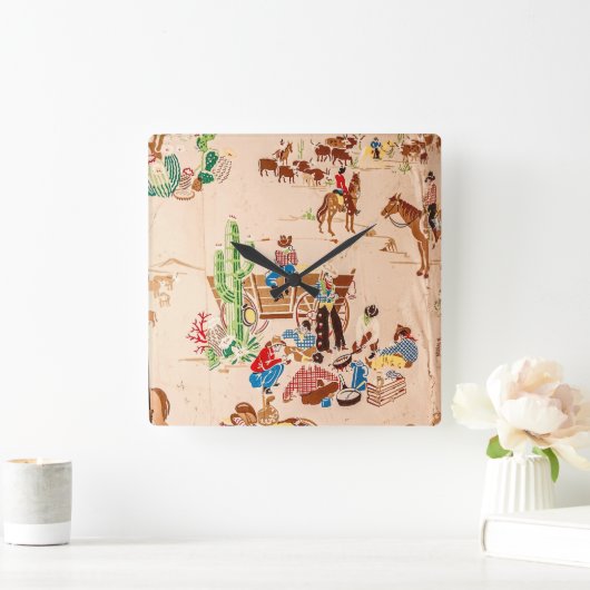 Cowboys -  Wallpaper Vierkante Klok (Huis)