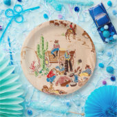 Cowboys -  Wallpaper - Wilde West Papieren Bordje (Feest)