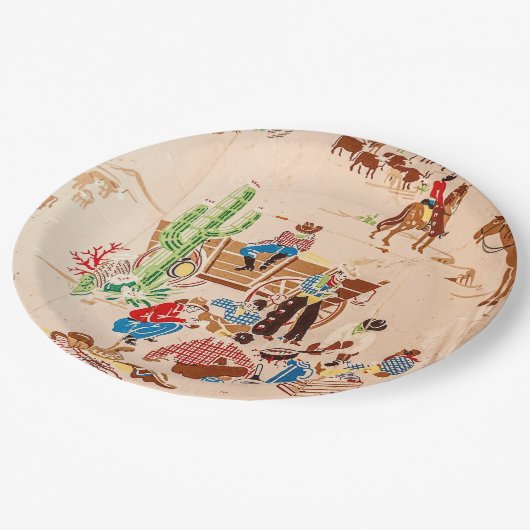 Cowboys -  Wallpaper - Wilde West Papieren Bordje (Gekanteld)