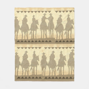 Cowboys western "Round fleece Blanket 50" x60" Deken