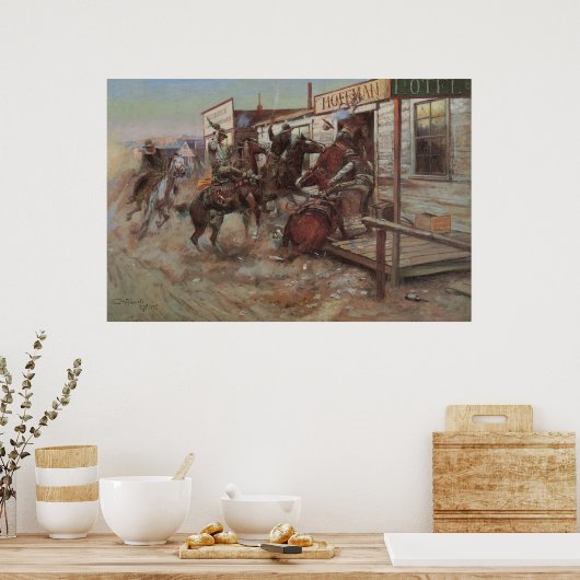  cowboys, zonder dat CM Russell het wist Poster (Keuken)