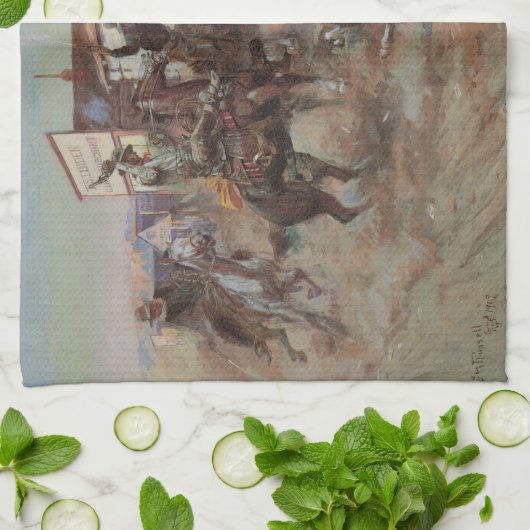  cowboys, zonder dat CM Russell het wist Theedoek (Gevouwen)