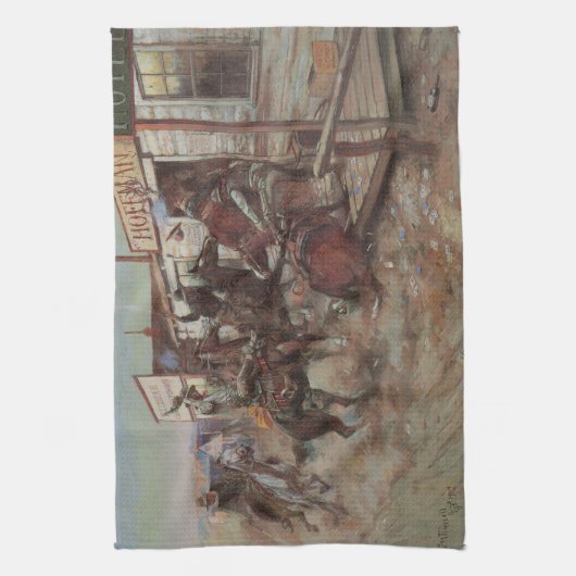  cowboys, zonder dat CM Russell het wist Theedoek (Verticaal)