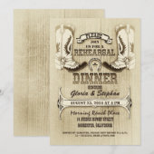 Cowboyschoenen westerne repetitie dineruitnodiging kaart (Voorkant / Achterkant)