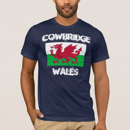 Cowbridge, Wales met de Welshe vlag T-shirt (Voorkant)