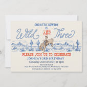 Cowby Blue Rodeo Wild and Three 3rd Birthday Kaart (Voorkant)