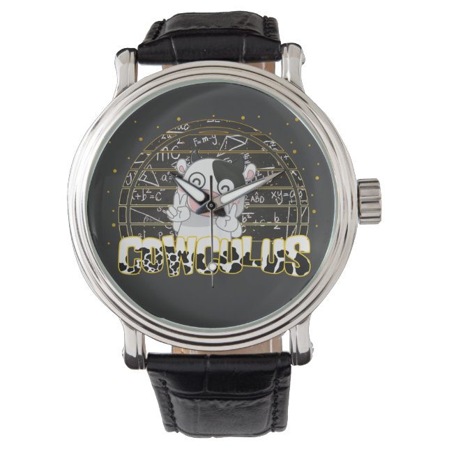 Cowculus Funny Animals Koe Lovers Leraar Studenten Horloge (Voorkant)