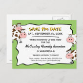 Cowdacious Apple Green Fam Reunion Save the Date Aankondigingskaart (Voorkant / Achterkant)