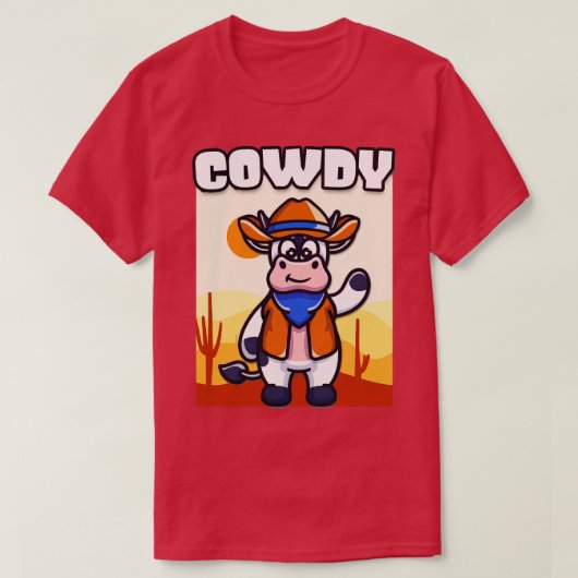 Cowdy Funny Koe Cowboy Costume Westerne Ranch T-shirt (Design voorkant)