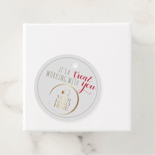 Cowerker kerstcadeaulabel voor Logo met cadeaus Bedankjes Labels (In situ)