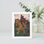 Cowerly Lion en Tiger Briefkaart (Staand voorkant)